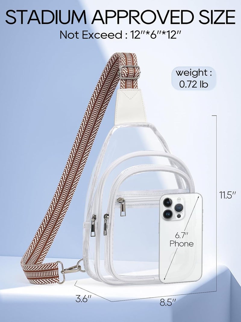 Flowston Store 3 Pockets Clear Bag for Stadium Events Large Clear Sling Crossbody Backpack Fanny Pack Concert Purses for Women Men - Image 4